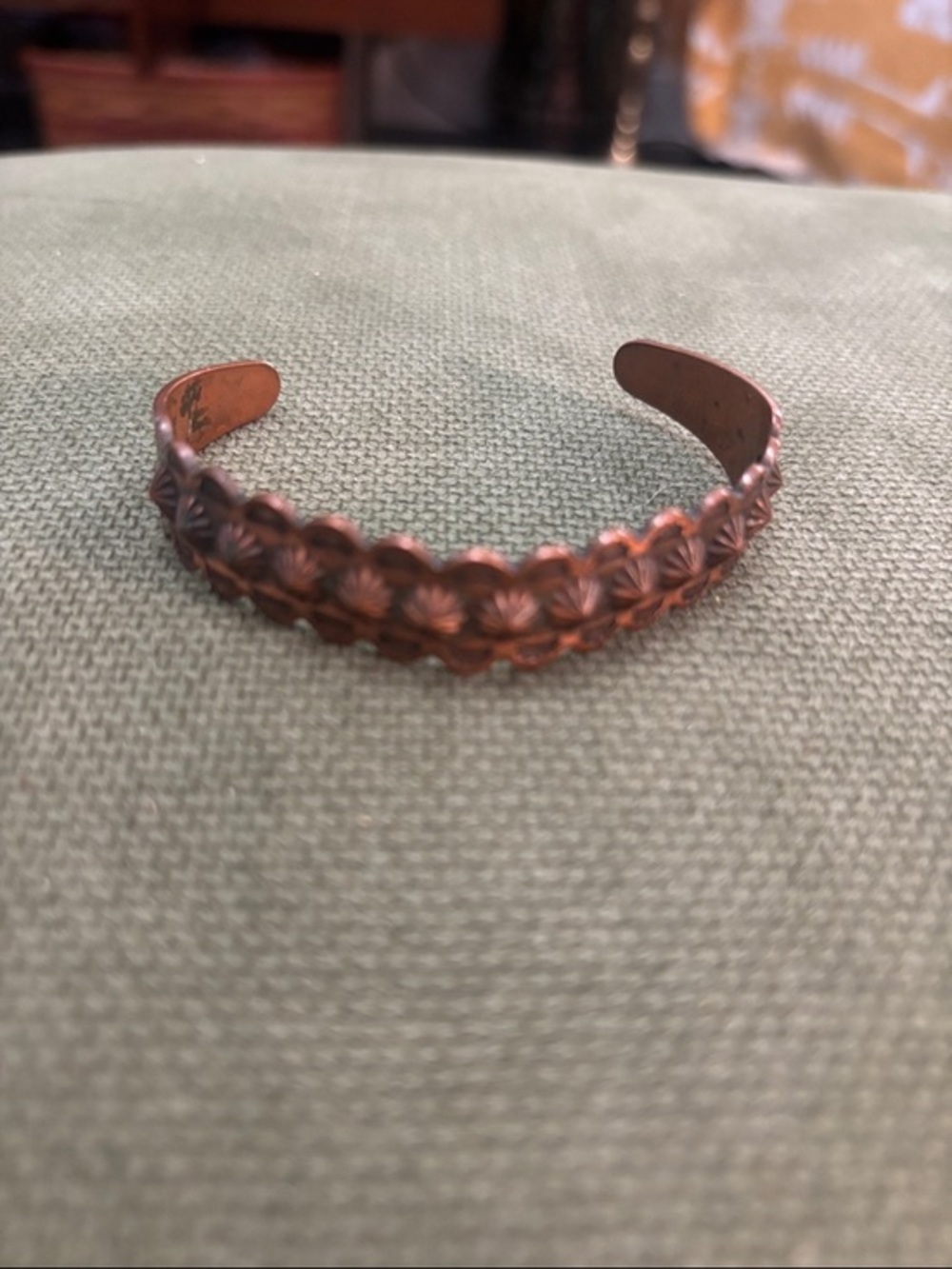 Handcrafted southwestern copper cuff bracelet arrow sunburst